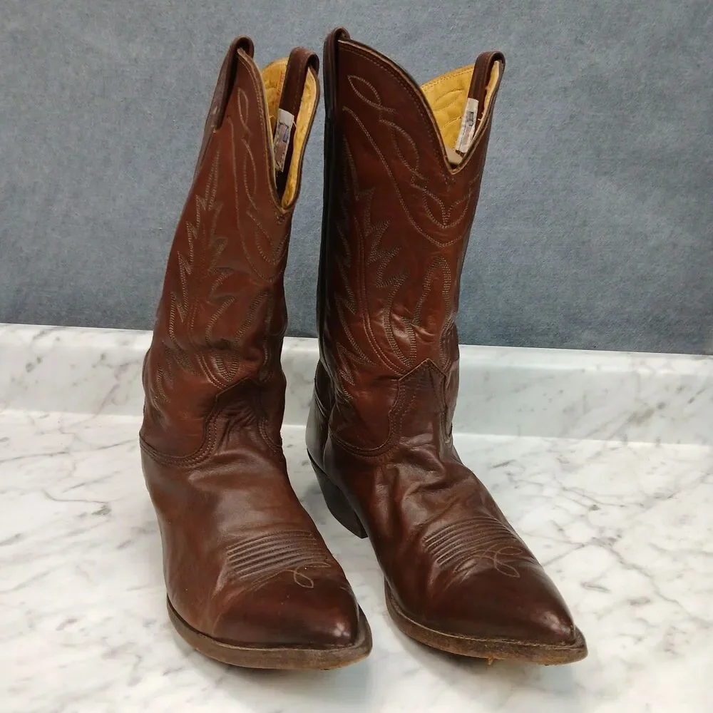 Nocona Men’s 10D Brown Leather Cowboy Western Boots USA Made
